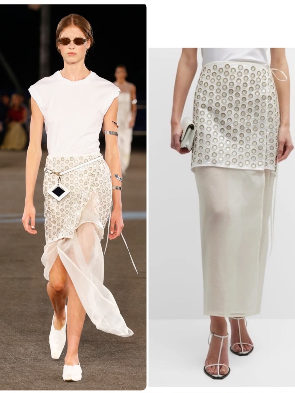 New TORY BURCH Mirror Embellished Double Layer Wrap Skirt
